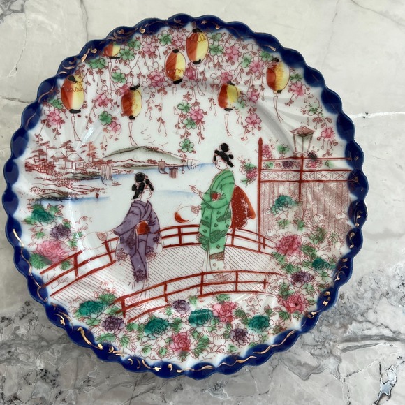 Other - Vintage Geisha handpainted plate made‎ in Japan scalloped edge